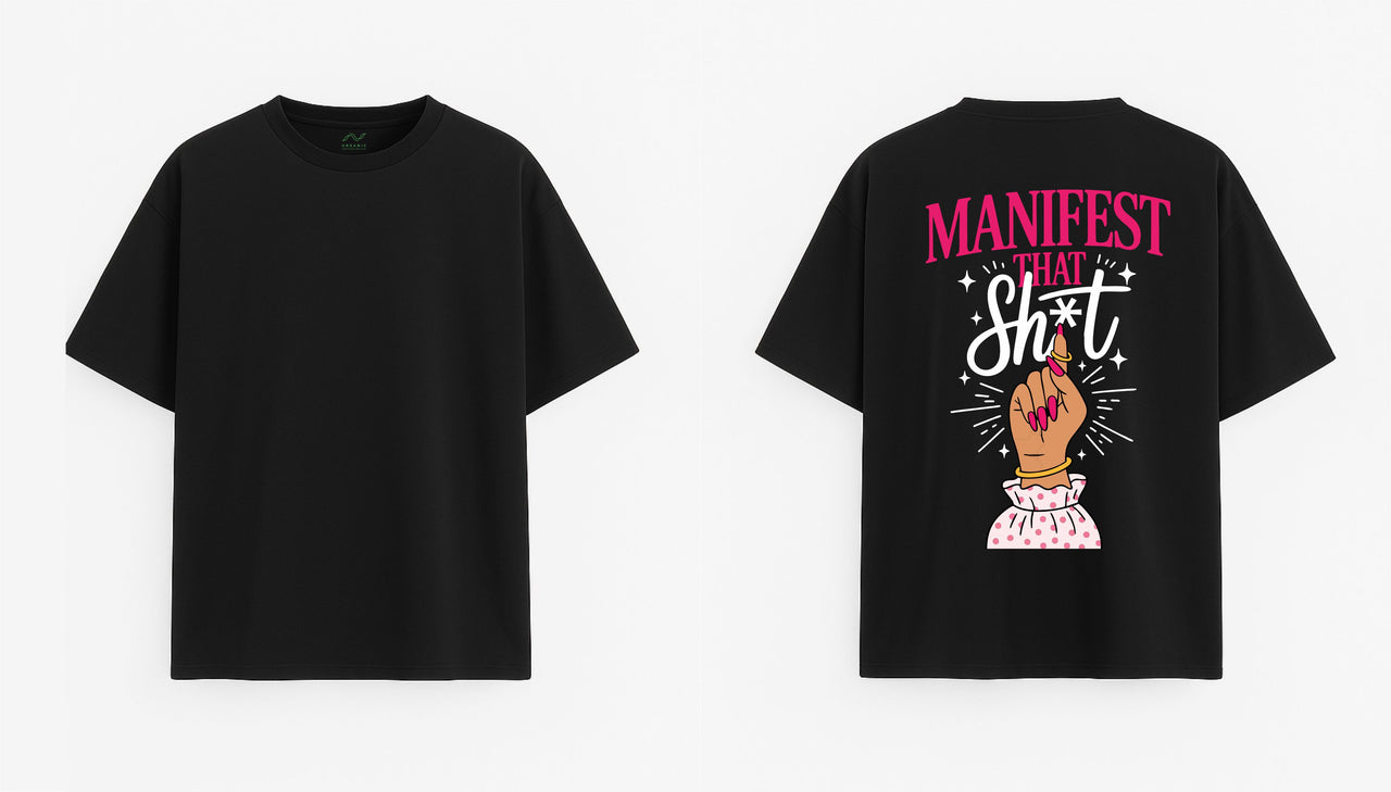 OVERSIZE JUODI MARŠKINĖLIAI "Manifest"