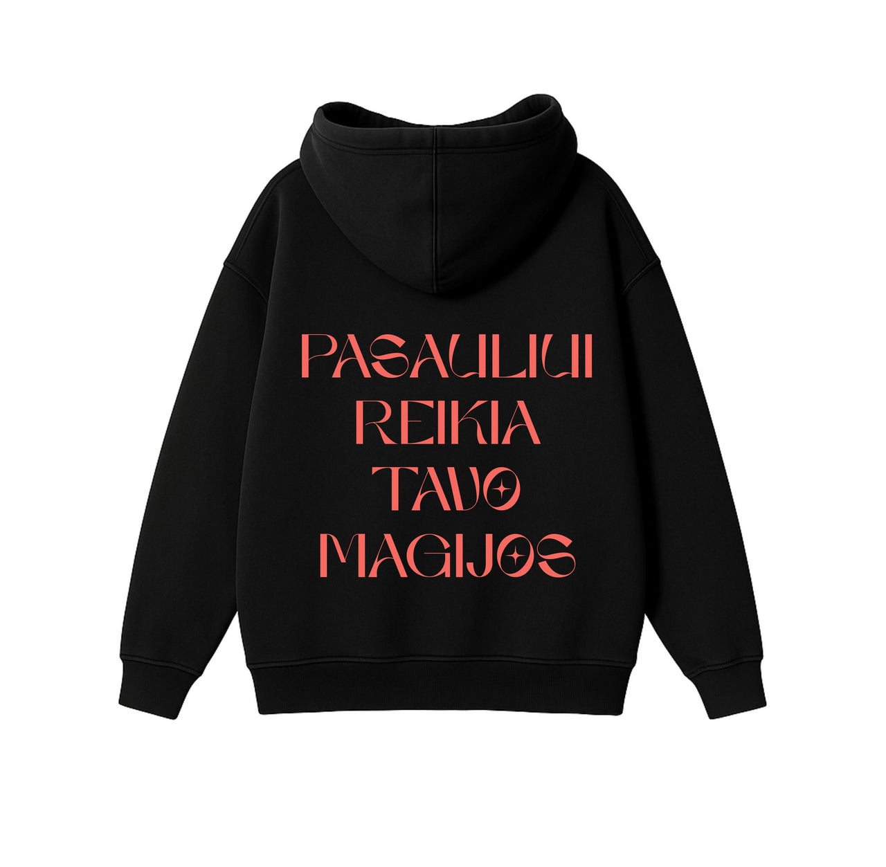 JUODAS OVERSIZED STOROS MEDŽIAGOS DŽEMPERIS "MAGIJA"