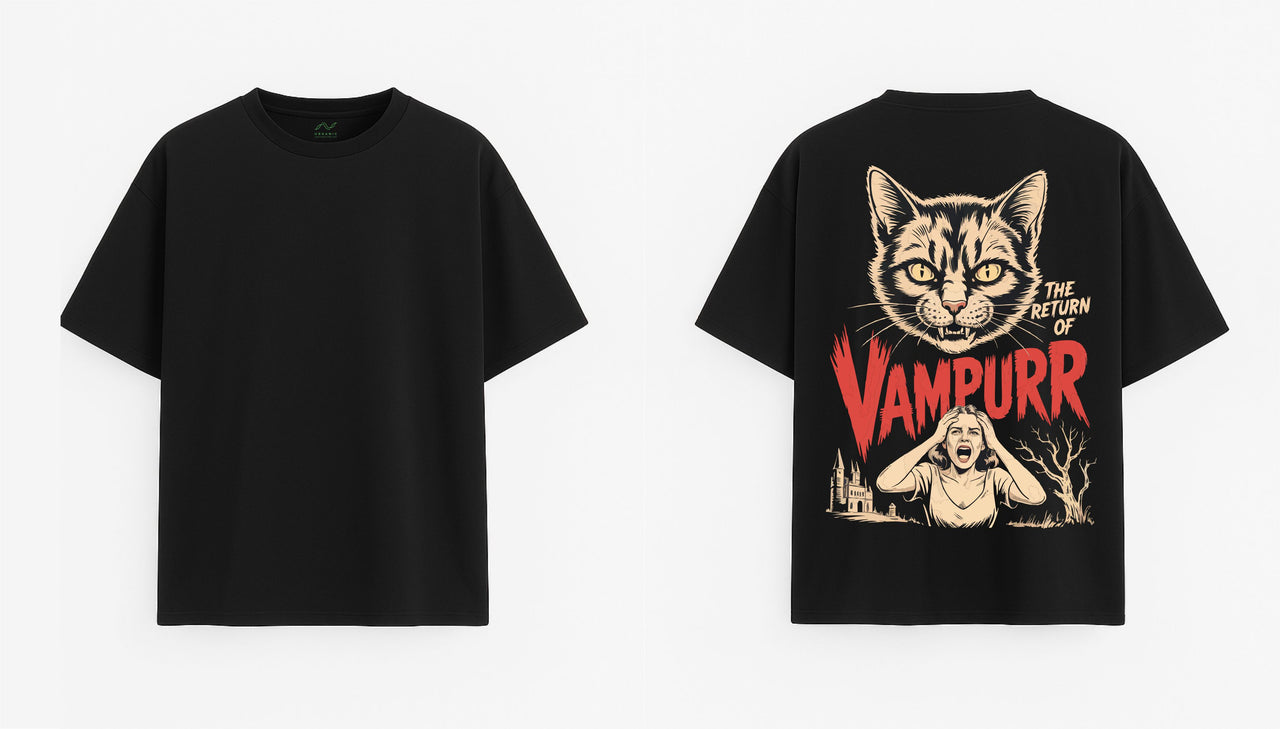 OVERSIZE JUODI MARŠKINĖLIAI "Vampurr"