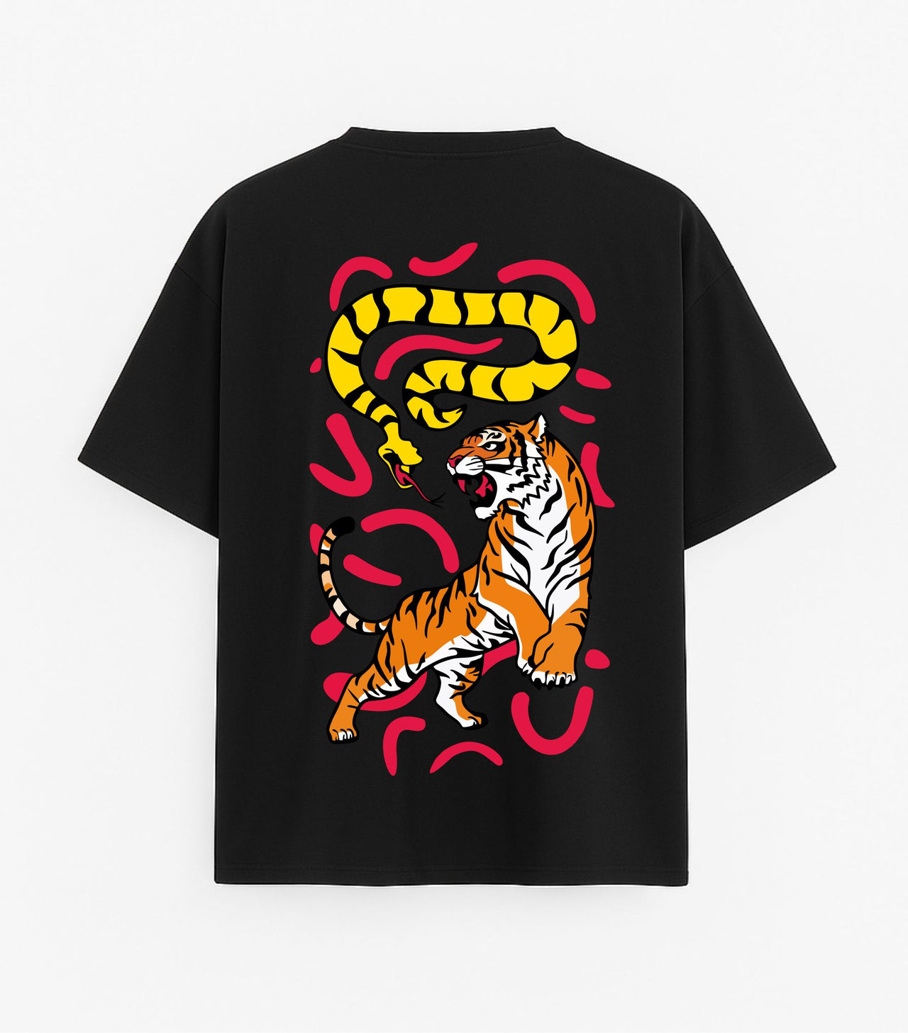 OVERSIZE JUODI MARŠKINĖLIAI "Tiger"