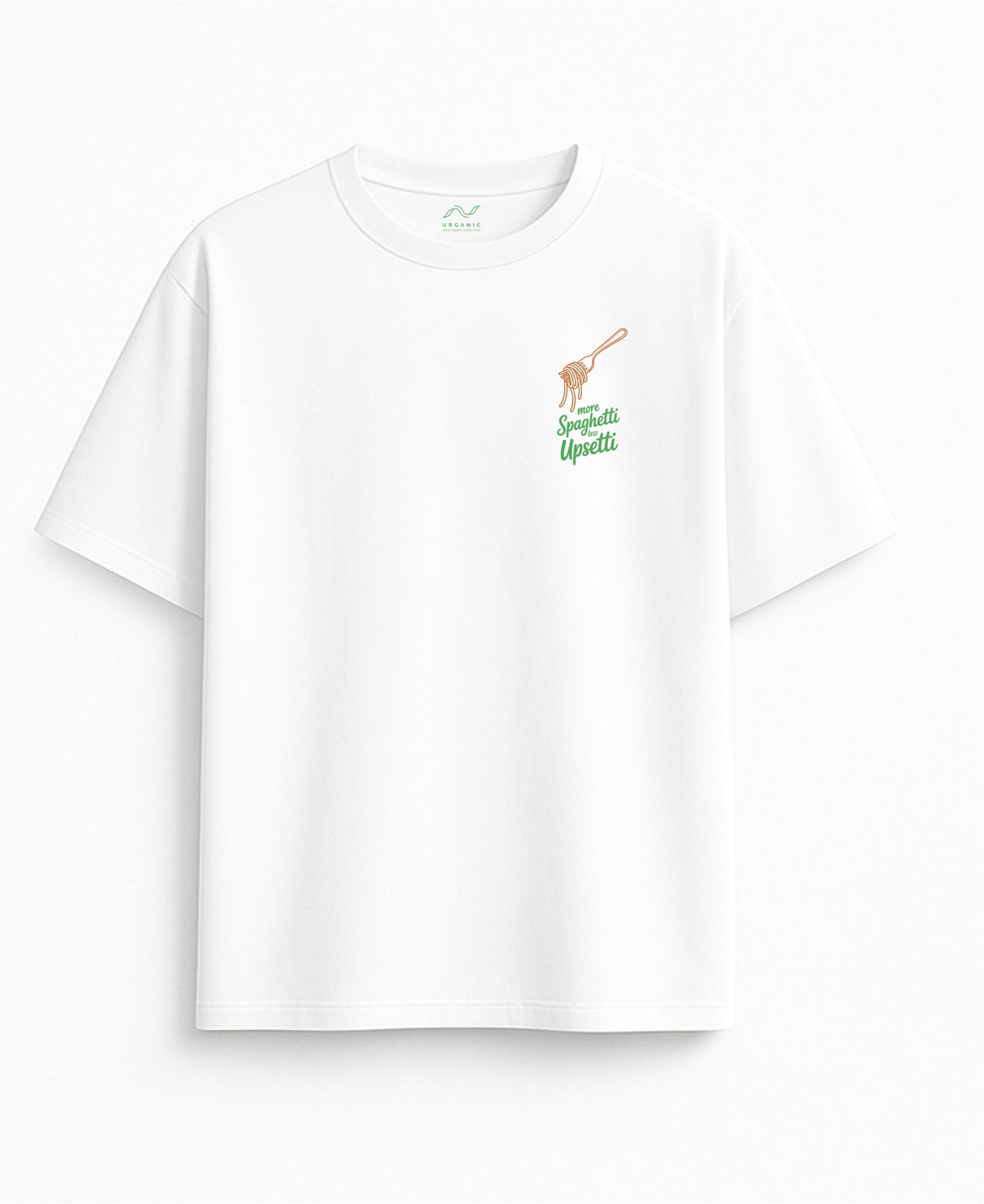 Oversized white T-shirt "Pasta is love"