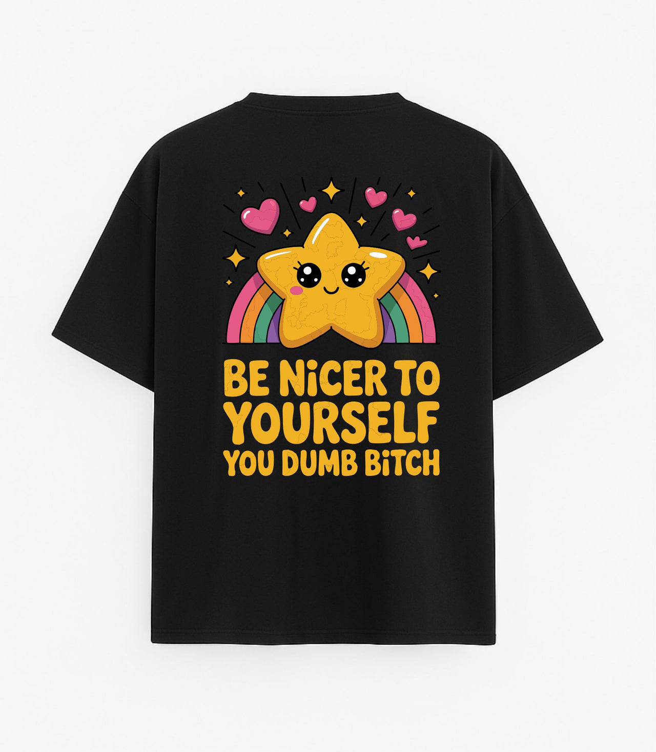 OVERSIZE JUODI MARŠKINĖLIAI "Be nicer"