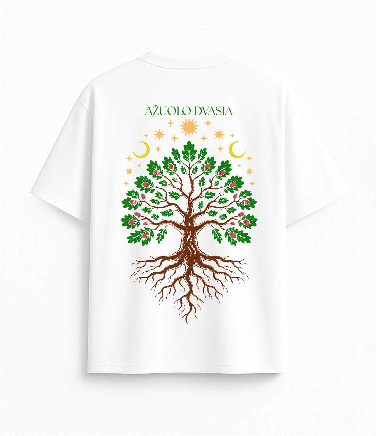 BALTI OVERSIZED MARŠKINĖLIAI "ĄŽUOLO DVASIA"