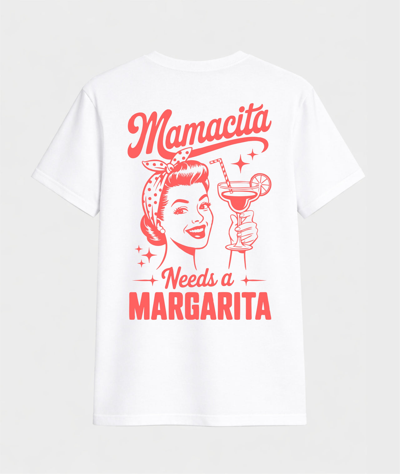 BALTI KLASIKINIAI MARŠKINĖLIAI "MAMA NEEDS A MARGARITA"