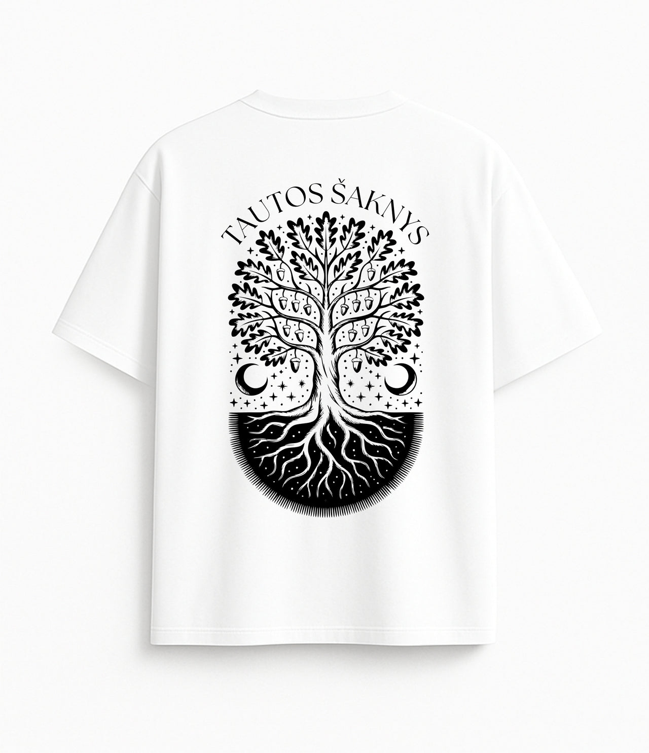 BALTI OVERSIZED MARŠKINĖLIAI "TAUTOS ŠAKNYSE STIPRYBĖ"