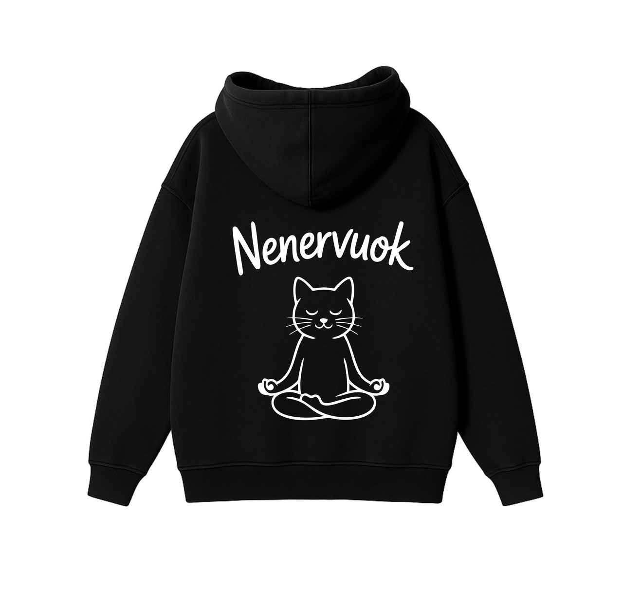 JUODAS OVERSIZED STOROS MEDŽIAGOS DŽEMPERIS "NENERVUOK"