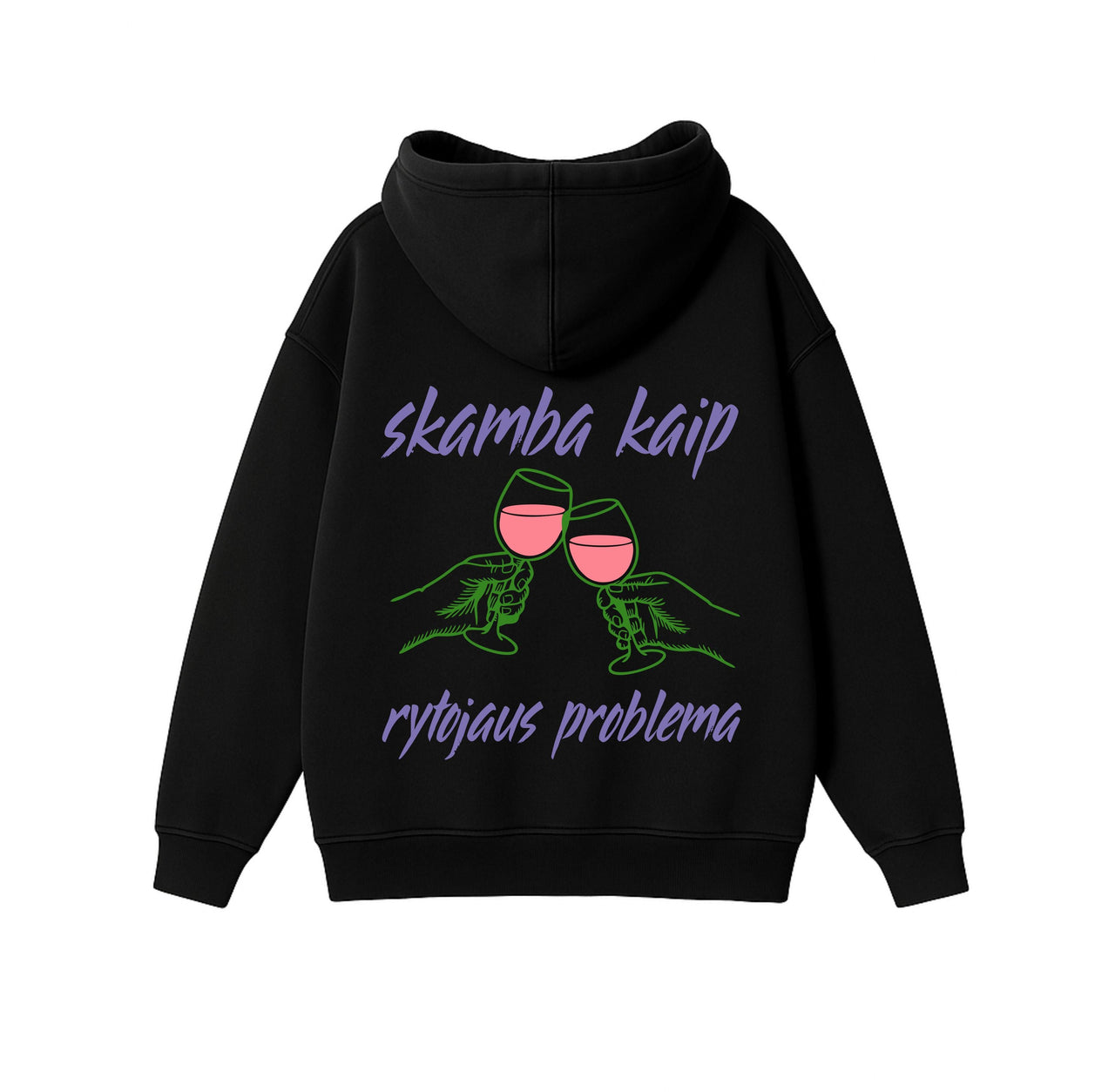 JUODAS OVERSIZED STOROS MEDŽIAGOS DŽEMPERIS "SKAMBA KAIP RYTOJAUS PROBLEMA"