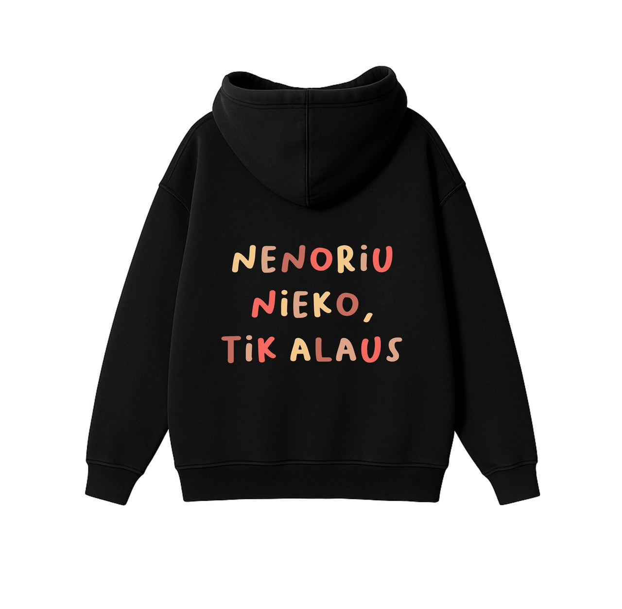 JUODAS OVERSIZED STOROS MEDŽIAGOS DŽEMPERIS "NENORIU NIEKO"