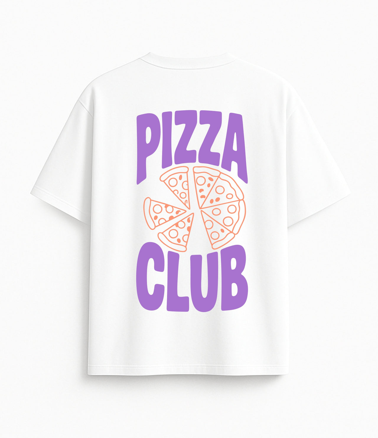 Oversized white T-shirt "Pizza club"