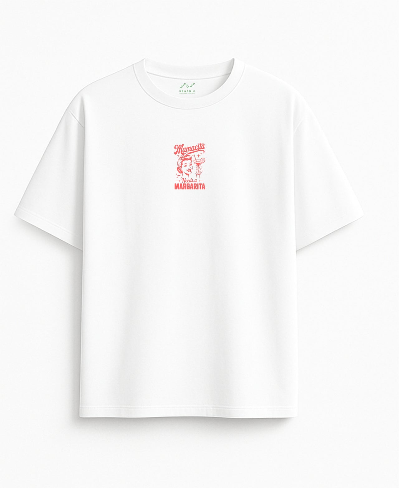 BALTI KLASIKINIAI MARŠKINĖLIAI "MAMA NEEDS A MARGARITA"