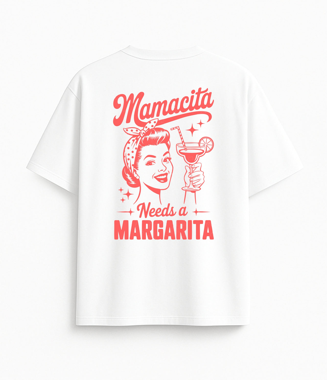 BALTI KLASIKINIAI MARŠKINĖLIAI "MAMA NEEDS A MARGARITA"